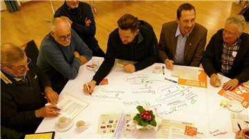 An den Tischen im Bürgersaal wurden einige der Nachhaltigkeitsziele aus der UN-Agenda 2030 bearbeitet