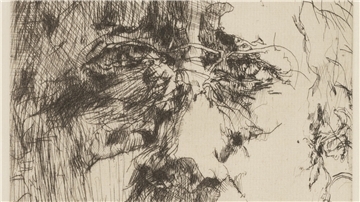 Radierung eines männlichen Gesichtes