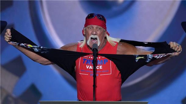 Frauen-Fest statt männliche Muskelspiele Hulk Hogan riss sich beim Republikaner-Parteitag in Milwaukee das Shirt vom Leib. (Archivbild)