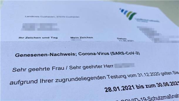Nachweise für Genesene kommen per Post Im Cuxland sind die Genesenen-Nachweise schon auf dem Weg, in Bremerhaven sollen sie spätestens nächste Woche kommen.