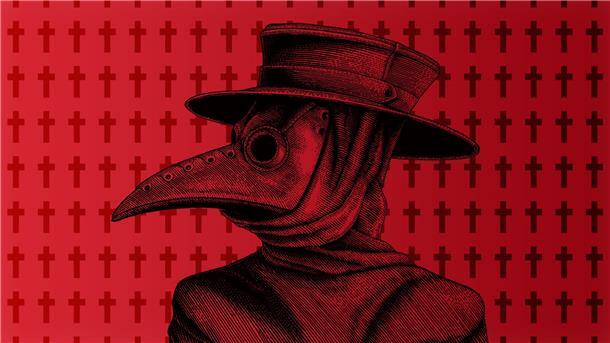 Im Mittelalter trugen Ärzte sogenannte Pestmasken, weil sie dachten, dass die Krankheit durch schlechte Lüfte übertragen wird. In den Schnabel stopften sie wohlriechende Schwämme.
