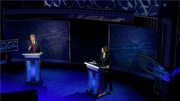 Zehn Zitate: Was die internationale Politik 2024 bewegte Im TV-Duell mit seiner demokratischen Rivalin Kamala Harris verbreitet Donald Trump Lügen. (Archivbild)