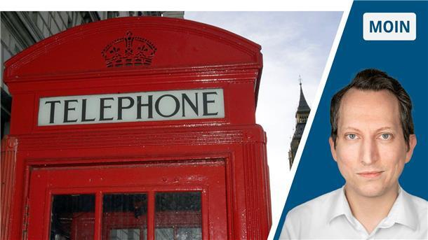 Zwei Drittel des Bildes zeigt eine Telefonzelle in London. Daneben ist der Kopf des Autors zu sehen.  