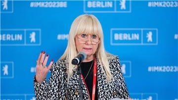Iris Spranger (SPD), Innensenatorin in Berlin, bei der Innenministerkonferenz (IMK).