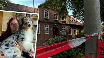 Jenny (31), hier mit ihrer Hündin Yuna, hat durch den Brand alles verloren. Das Haus, in dem bis vor Kurzem noch sechs Menschen wohnten, ist zum Sperrgebiet geworden.