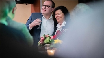Thorsten Krüger und Gabi Kasten am Abend der Bürgermeisterwahl in Geestland.