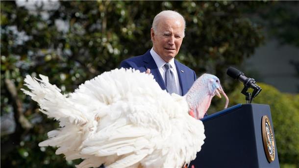 Biden begnadigt Truthähne „Liberty“ und „Bell“ Joe Biden begnadigt die Thanksgiving-Truthähne „Liberty“ und „Bell“.