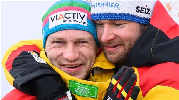 Johannes Lochner (r) unterlag Francesco Friedrich im Zweierbob nur um drei Hundertstel bei der WM in Lake Placid. 