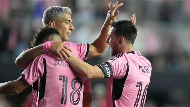 Messi gewinnt mit Inter Miami Playoff-Auftakt Jordi Alba, Luis Suarez und Lionel Messi (von links) gehörten zu den Matchwinnern für Inter Miami im ersten Playoff-Spiel gegen Atlanta United.