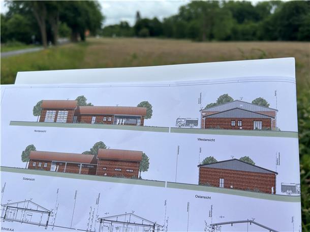 Feuerwehrhaus in Kirchtimke: Millionenprojekt wird günstiger Eine Planzeichnung mit einem Feuerwehrhaus.