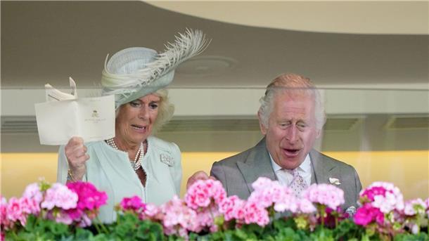 König Charles III. und Königin Camilla freuen sich über den Sieg von Desert Hero.
