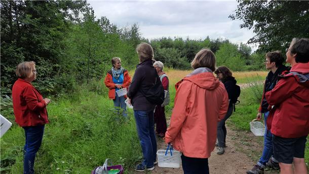 Kräuterexpertin Maren Suhr zeigte den Landfrauen, was es am Wegesrand und auf der grünen Wiese zu entdecken gibt. Foto Heins