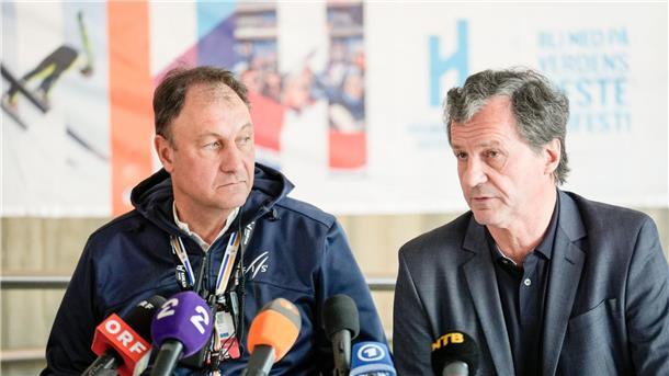 Gold per Post, Anzüge per Los? Was im Skispringen ansteht Krisenmanagement bei der Fis: Rennleiter Pertile und Generalsekretär Vion.