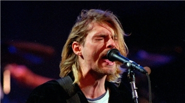Kurt Cobain, Sänger der US-amerikanischen Kult-Rockband Nirvana, bei einem Auftritt in Seattle (1993).