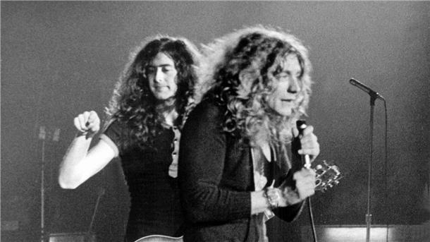 Medien: Figur auf „Led Zeppelin IV“ identifiziert Leadsänger Robert Plant (r) und Gitarrist Jimmy Page (1970): Als Led Zeppelin haben sie Musikgeschichte geschrieben, auch mit den Covern ihrer Alben.