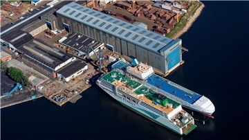 Luftbild des FSG-shipyard. Gespräche mit interessierten Investoren sind bereits weit fortgeschritten.