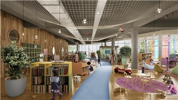 Animationsbild der künftigen Stadtbibliothek. 