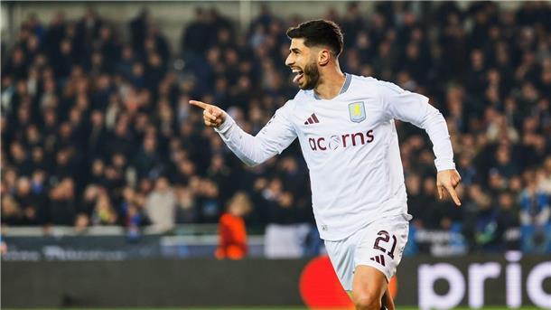 Marco Asensio von Aston Villa jubelt über das Tor zum 1:2.