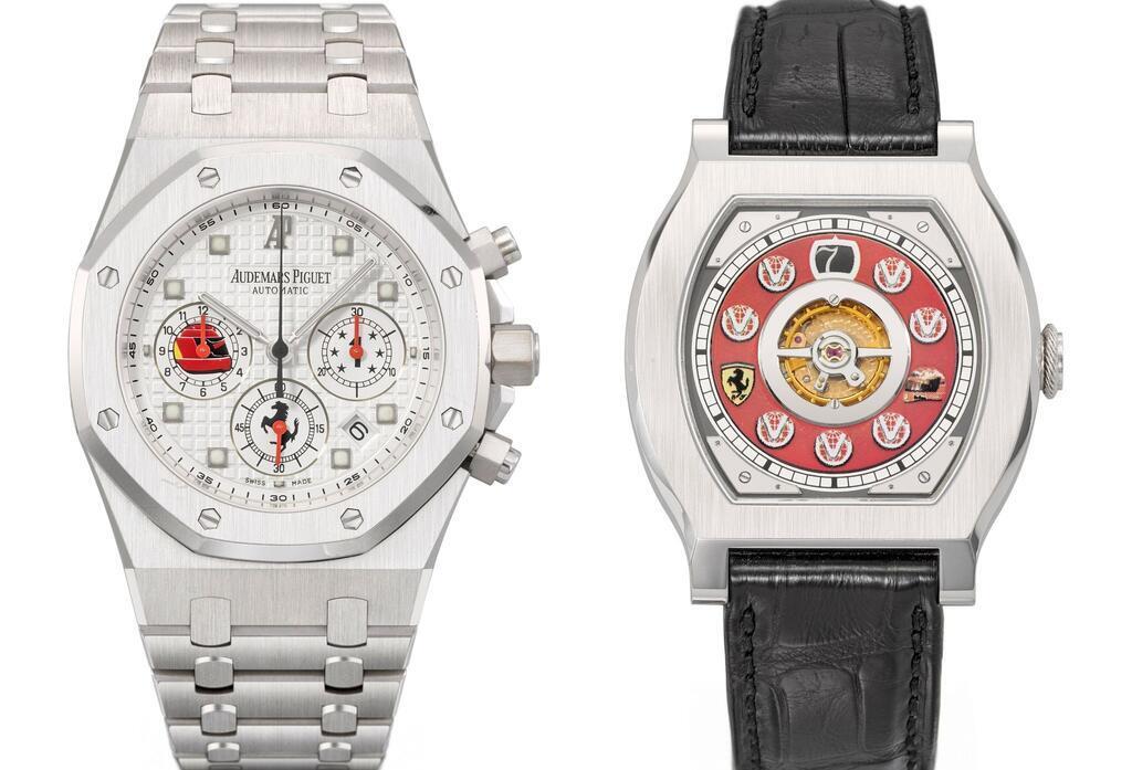 Michael Schumachers Uhren: Ein Audemars Piguet Royal Oak-Chronograph (l) und die Journe Vagabondage 1 Model-Uhr.