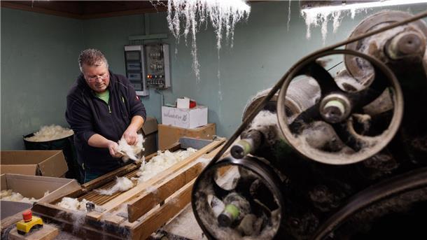 Diese schwulen Böcke lieben, wen sie wollen Michael Stücke verarbeitet die Wolle seiner schwulen Schafe selbst und nutzt dafür ein über 100 Jahre altes Gerät (Foto aktuell).