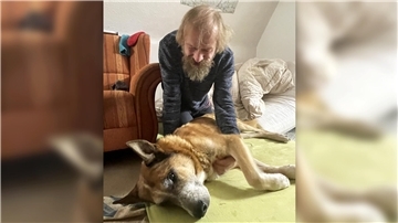 Mino gibt Schlinki die Zuneigung, die das Tier sein Leben lang nicht bekommen hat.