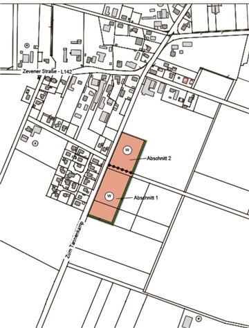 Mit den beiden eingefärbten, östlich der Straße Zum Tannenkamp in Wiersdorf gelegenen Flächen geht die Gemeinde Heeslingen nochmals ins Verfahren und hofft, im dritten Anlauf auf den Segen des Landkreises.