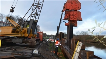 Eine Baustelle in der Stadt Geestland