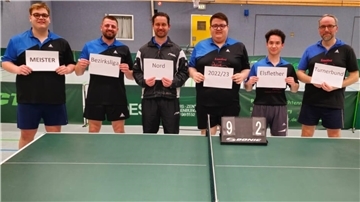 Steffen Logemann, Stanislaw Ribel, Christian Schönberg, Dominik Felker, Matej Mudroncek, Martin Kohne vom Elsflether TB Tischtennis