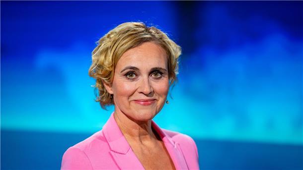Moderatorin Caren Miosga vor ihrer letzten Sendung im Studio.