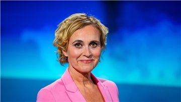 Moderatorin Caren Miosga vor ihrer letzten Sendung im Studio.