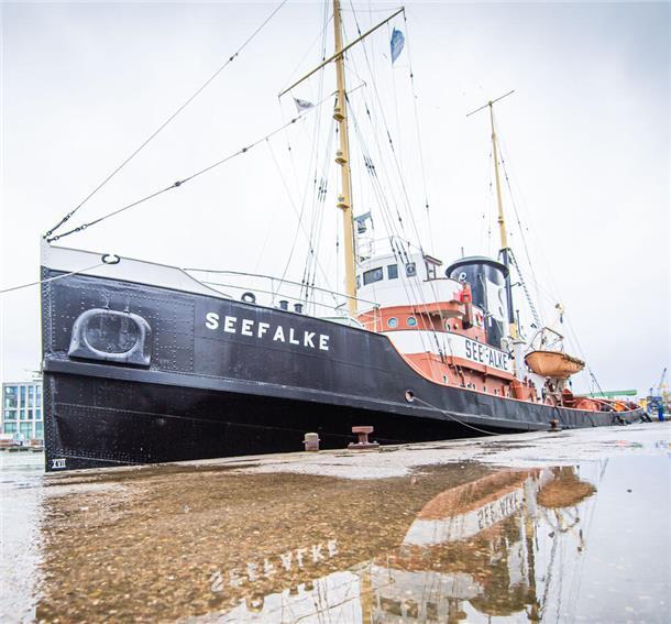 Der perfekte Tag in Bremerhaven für Fans von alten Schiffen Nach der Sanierung liegt die „Seefalke“ wieder an seinen ursprünglichen Liegeplatz im Alten Hafen in Bremerhaven.