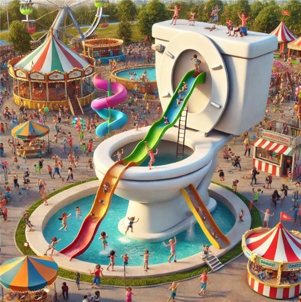 Kein Aprilscherz: Karls Erlebnis-Dorf in Loxstedt bekommt ein „Pipi-Kaka-Land“ Noch ist nicht bekannt, wie der Themenbereich rund ums Klo im neuen Erlebnisdorf in Loxstedt aussehen soll. Dass es so aussieht, wie es eine Bild-KI hier interpretiert, ist doch eher unwahrscheinlich.