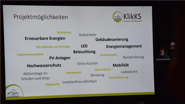 Ob erneuerbare Energien, Gebäudesanierung oder Aktionstage an Schulen und Kitas: Projekte für den Klimaschutz sind in vielerlei Hinsicht denkbar, wie eine KlikKS-Grafik zeigt.