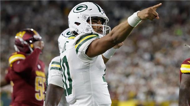 Packers gewinnen auch zweites Spiel in NFL Packers-Quarterback Jordan Love darf jubeln.