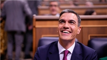 Pedro Sanchez, Ministerpräsident von Spanien, während der Amtseinführungsdebatte im spanischen Parlament.