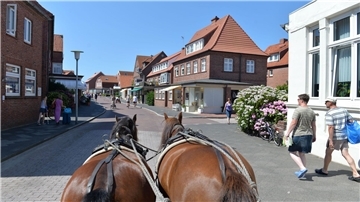 Pferdefuhrwerke prägen bislang das Bild auf der autofreien Nordseeinsel Juist. (Archivbild)