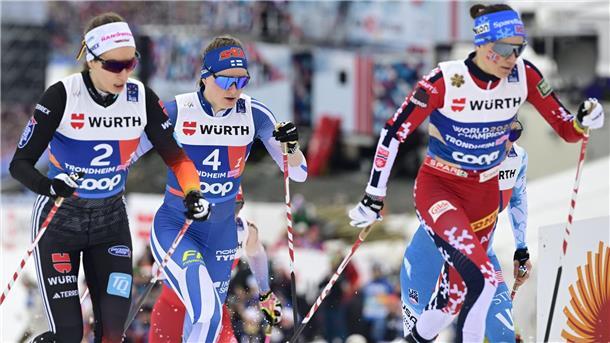 Tränen nach dem „Krimi“: Langläuferinnen feiern WM-Bronze Pia Fink (l) zeigte als Startläuferin eine starke Leistung.