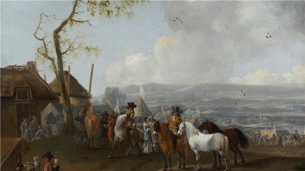Pieter Wouwerman gehört zu den Malern niederländischer Landschaften. Bilder wie die „Lagerszene“ mochten die Bremer Kunstfreunde und kauften sie an.