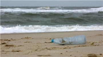 Plastikmüll, angeschwemmt am Sylter Weststrand nach einer stürmischen Nacht.