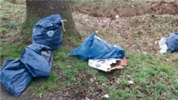 Renovierungsabfälle am Wegesrand, offenbar frisch abgelegt, denn die Säcke waren noch trocken.
