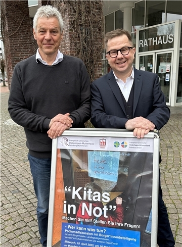 Rotenburgs Bürgermeister Torsten Oestmann und Mutterhaus-Vorstand Matthias Richter hoffen auf viele Interessierte, die den Podiumsteilnehmern ihre Fragen stellen werden.