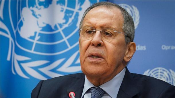Gruppe um Russland will UN-Erklärungen blockieren Russlands Außenminister Sergej Lawrow während einer Pressekonferenz im Hauptquartier der Vereinten Nationen.