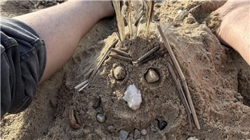 Ein Gesicht im Sand
