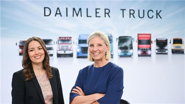 Daimler Truck streicht 5.000 Stellen - Kosten sollen runter Sie wollen Daimler Truck profitabler machen: Chefin Karin Radström (rechts) und Finanzvorständin Eva Scherer (links). (Archivbild)