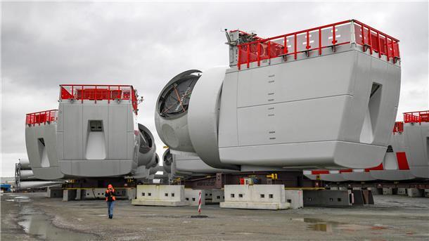So groß wie ein Mehrfamilienhaus: die neue 14-Megawatt-Windturbine, die Siemens Gamesa jetzt in seinem Werk in Cuxhaven baut.