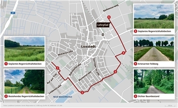 So könnte das "Grüne Wasserband", das mit Hilfe des Pilotprojektes in Loxstedt geschaffen werden soll, eines Tages mal aussehen. Karte: Landkreis/Grafik Gausmann