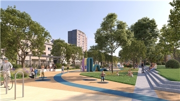 So könnte der „Bürgergarten“ an der Großen Kirche aussehen. Das Konzept von „Schramm und Partner“ wird in der weiteren Planung durch das Gartenbauamt bearbeitet.