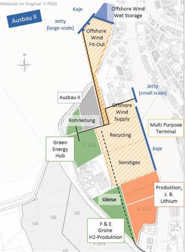 So könnte der Fischereihafen Bremerhaven als zukünftiger „Energy Port“ künftig aufgeteilt sein.