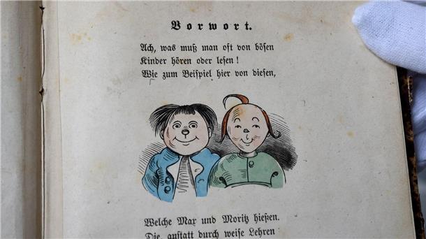So sah das erste Buch von von „Max und Moritz“ aus.