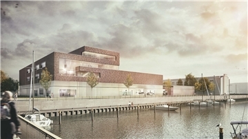 So sah die erste Visualisierung aus: Blick vom Weser Yacht Club auf das neue AWI-Gebäude.